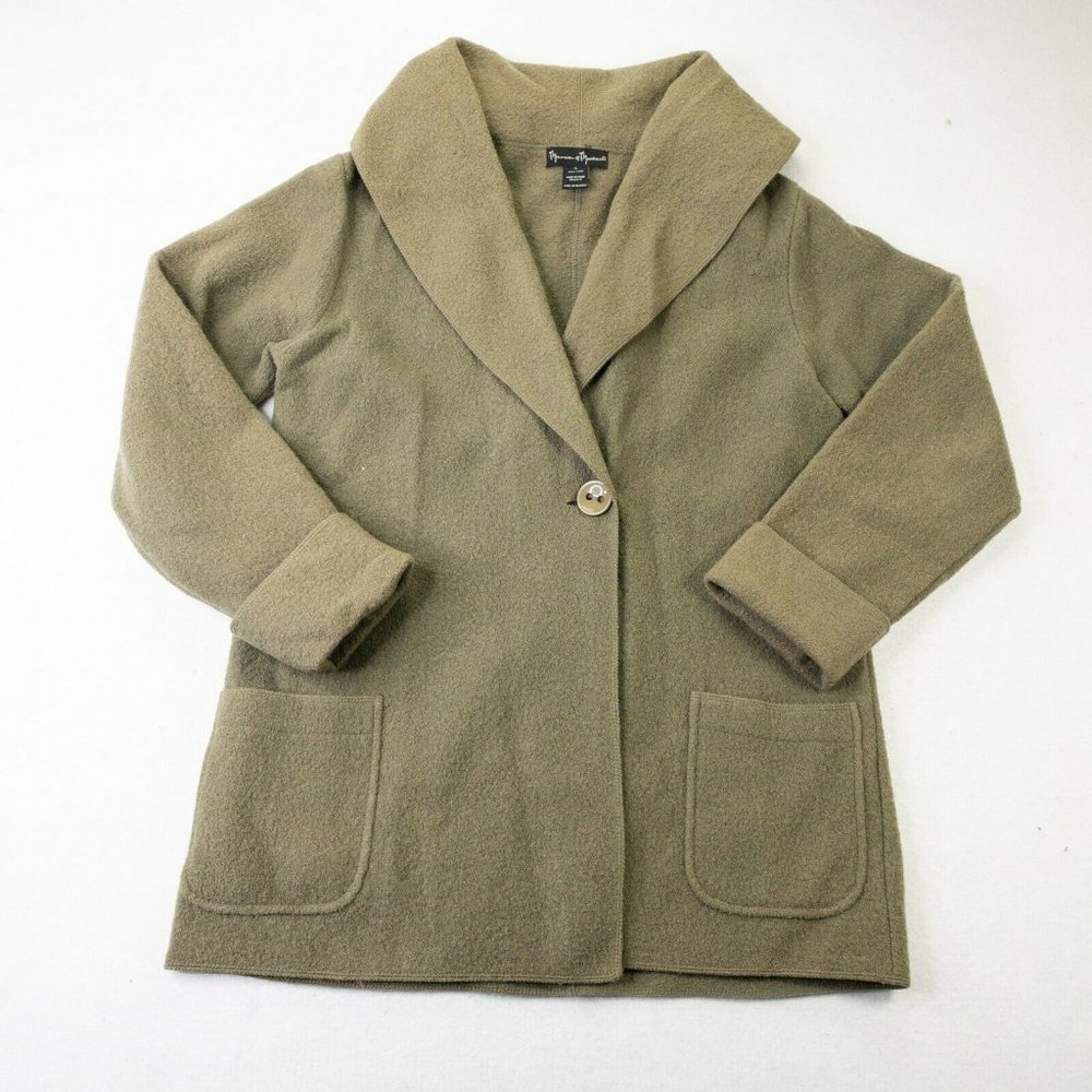 Mercer & Madison Cardigan‎ Coat Women Small Olive Green Button Winter Layering